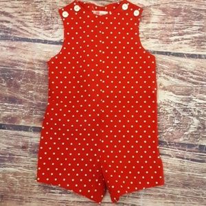 Merry Mites red corduroy shortalls sz 3T